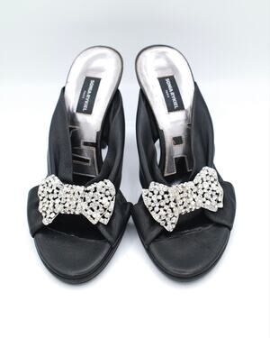 Sonia Rykiel Leather Mules with Rhinestone Bows 36